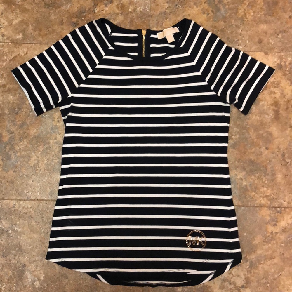 Michael Kors Navy and White Stripe Shirt